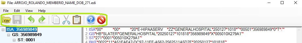 The "EDI Taskbar" is in the "EDI Editor" window.