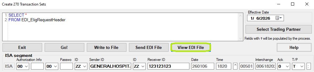 The "View EDI File" button.