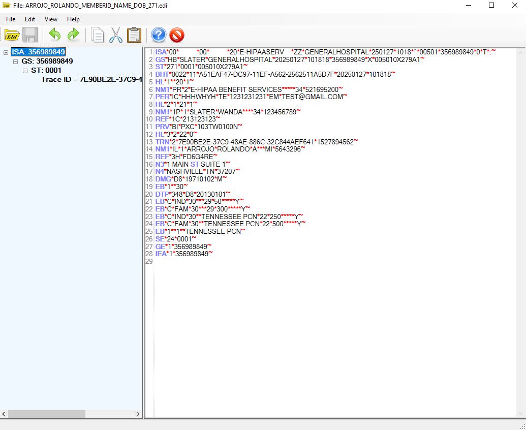 The "EDI Editor" window.