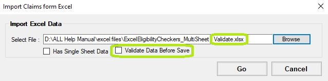 Sample of the file with an invalid field in the "Import Claims from Excel" window. Sample of the file with an invalid field in the "Import Claims from Excel" window.