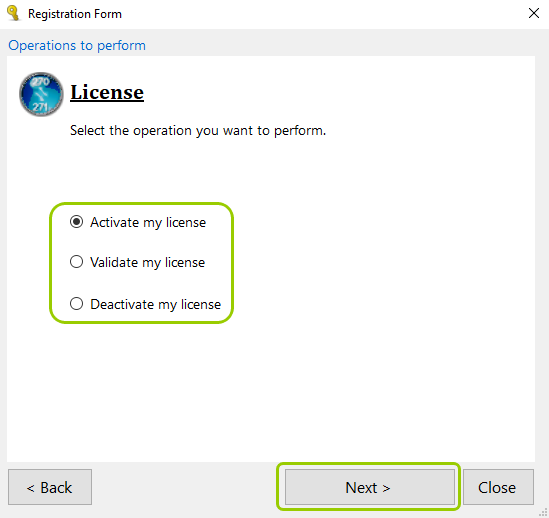 To renew your trial, select "Activate License."