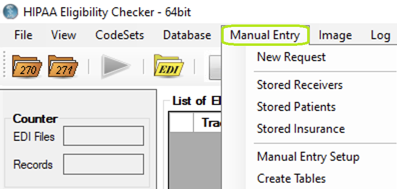 "New Request" in main menu bar.