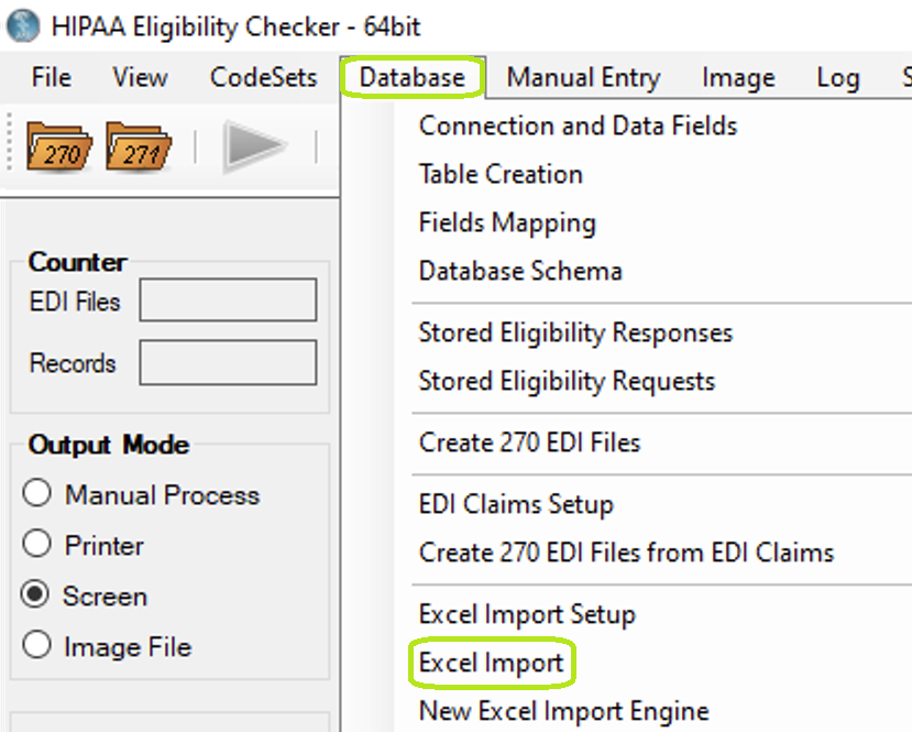 The Spreadsheet Import option under the SpreadSheet(Import/Export) tab in the main window. The Spreadsheet Import option under the SpreadSheet(Import/Export) tab in the main window.