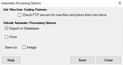 EDI Exchange Automatic Processing options.