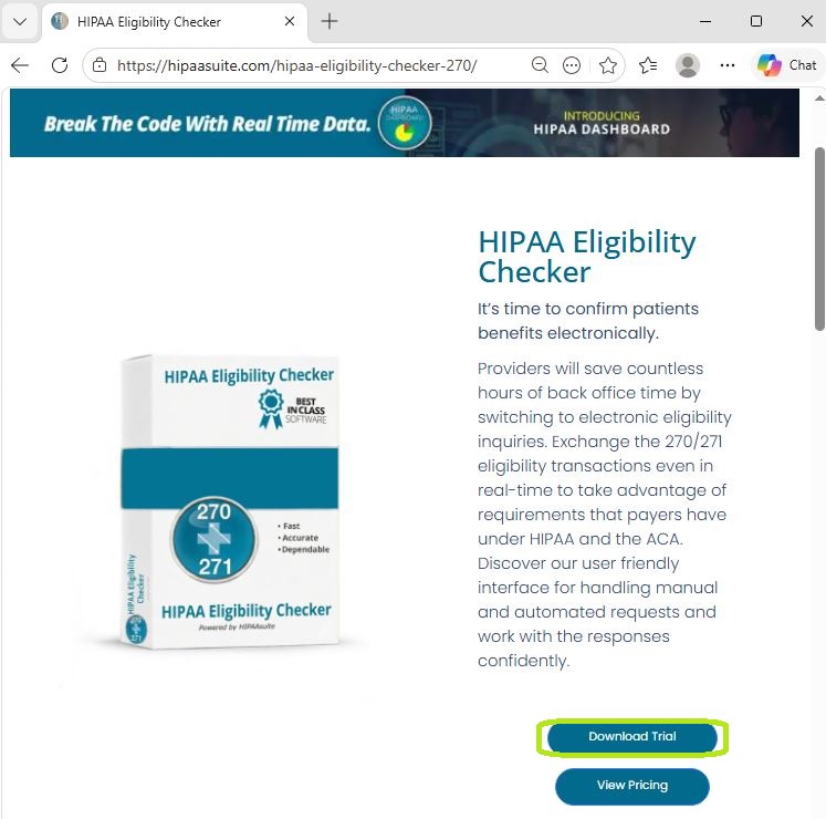 The HIPAA Eligibility Checker information page. The HIPAA Eligibility Checker information page.