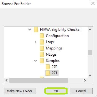 The "Browse for Folder" pop-up.