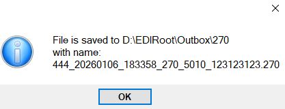 Pop-up confirmation of file saved.