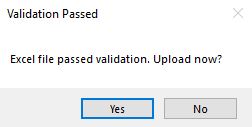 The pop-up window confirming the data has no errors. The pop-up window confirming the data has no errors.