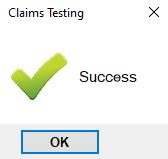 "Claims Testing" pop-up.