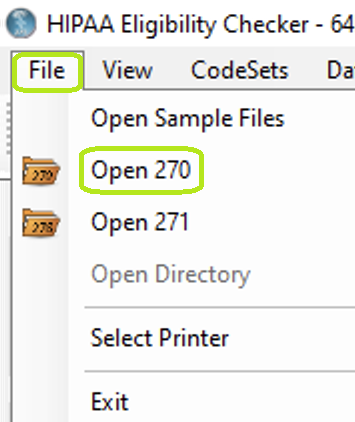 "Open 270" in main menu bar.
