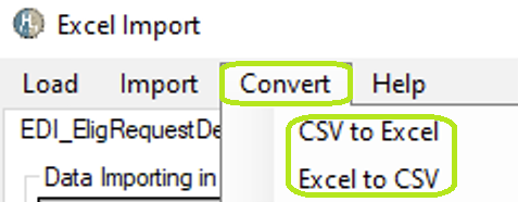 The "Convert" tab options. The "Convert" tab options.
