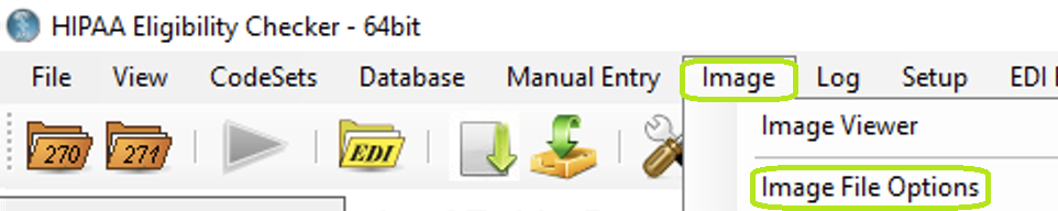 The "Image File Options" menu.