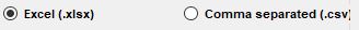 The two file format types are .xlsx and .csv. The two file format types are .xlsx and .csv.