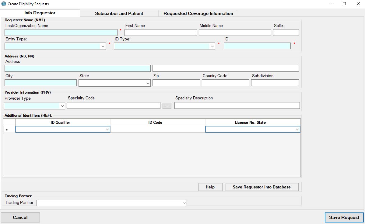 Information receiver and service provider tab.