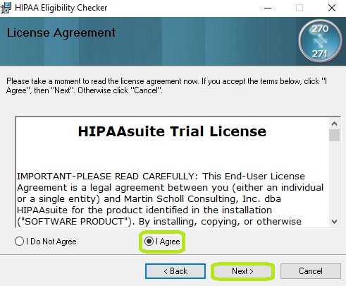 The "License Agreement" window. The "License Agreement" window.
