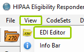 The "EDI Editor" option is under the "View" tab.