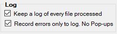 The log setting determines whether process messages will be saved to the log file at all times.