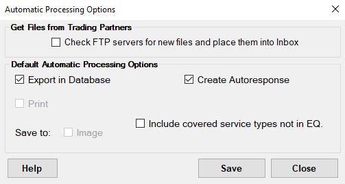 EDI Exchange Automatic Processing options.