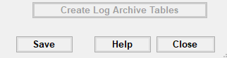 The action buttons of the "Database Archiving Setup" window. The action buttons of the "Database Archiving Setup" window.