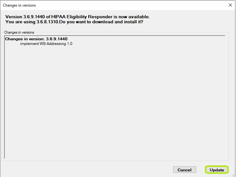 The "Changes in Versions" window.