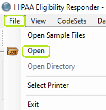 The "Open" option is under the "File" tab.