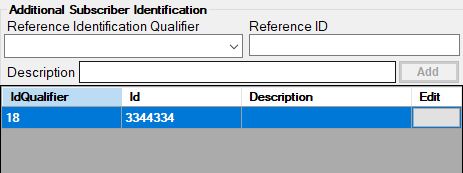 The "Additional Subscriber Identification" section. The "Additional Subscriber Identification" section.