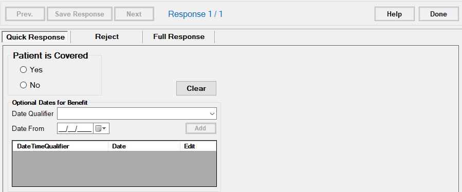 The Quick Response screen. The Quick Response screen.