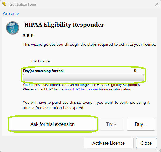The “Registration Form” window shows an expired trial license. The “Registration Form” window shows an expired trial license.