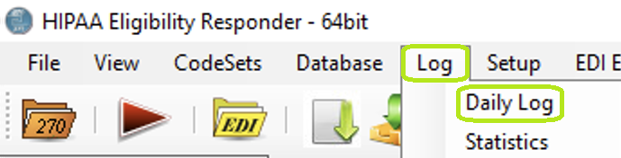 The "Daily Log" option is in the "Log" tab.