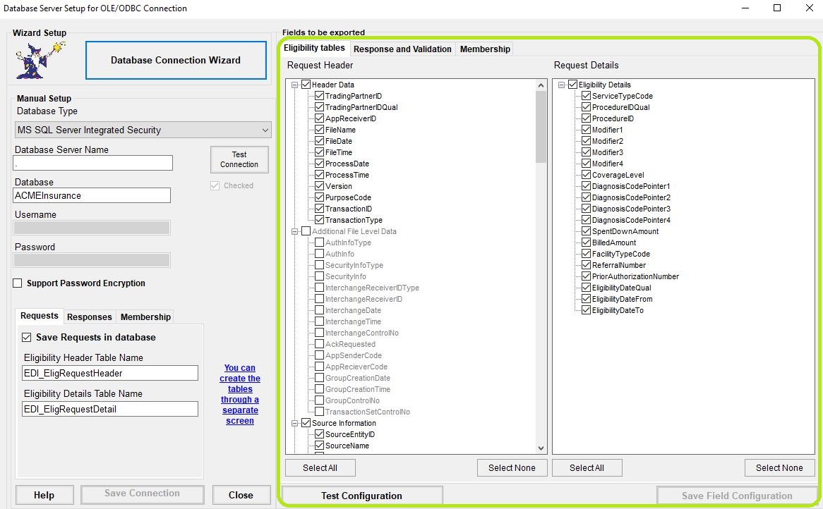 Choose the fields to include in your database tables.