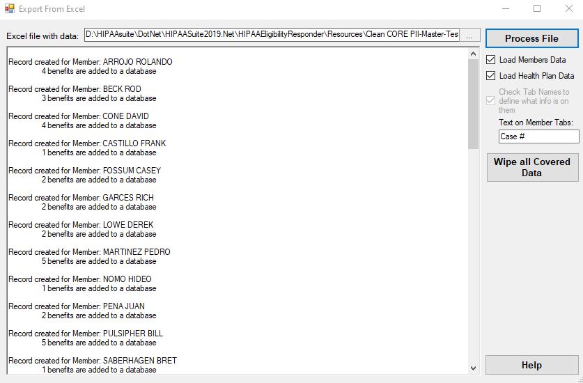 Imported excel file. Imported excel file.