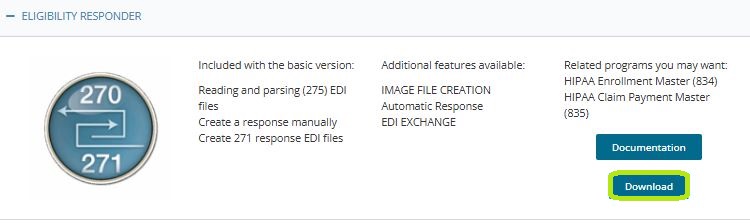 The "Downloads" page with the "Download" button next to the desired product.