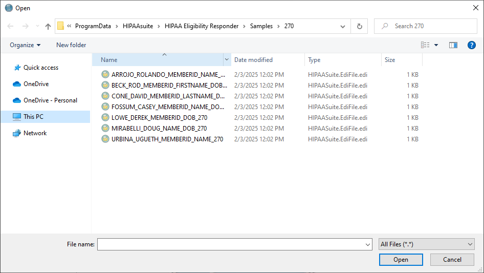 Check for the .edi extension when opening a file.