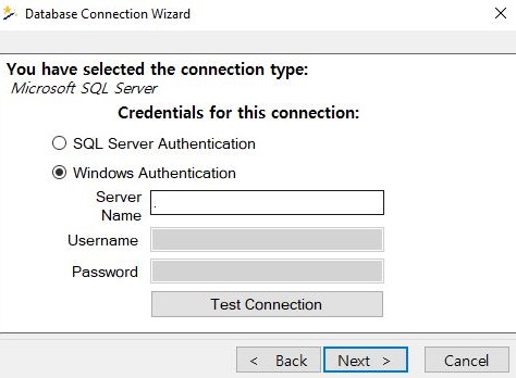 Enter database connection parameters. Enter database connection parameters.
