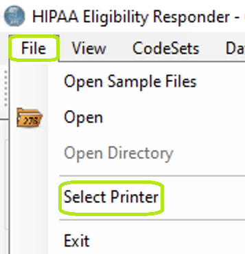 The "Select Printer" option from the "File" tab.