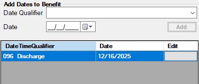 The "Add Dates to Beneft" section. The "Add Dates to Beneft" section.