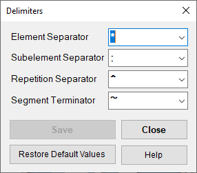 The "Delimiter Setup" window.
