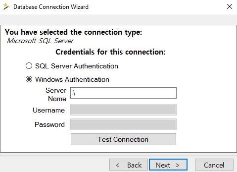 Enter database connection parameters. Enter database connection parameters.