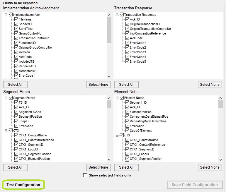 The "Test Configuration" button. The "Test Configuration" button.