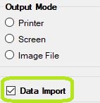 The "Data Import" check-box is in the main window. The "Data Import" check-box is in the main window.