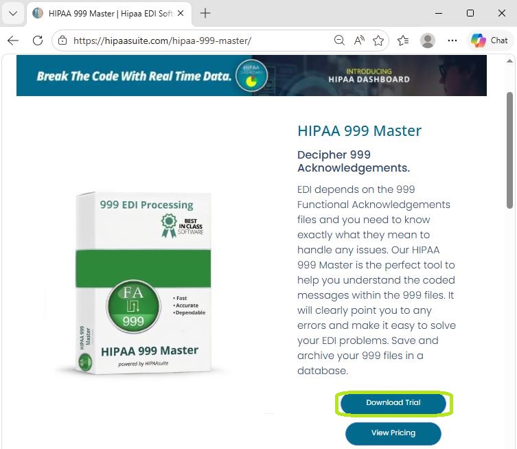 The HIPAA 999 Master information page. The HIPAA 999 Master information page.