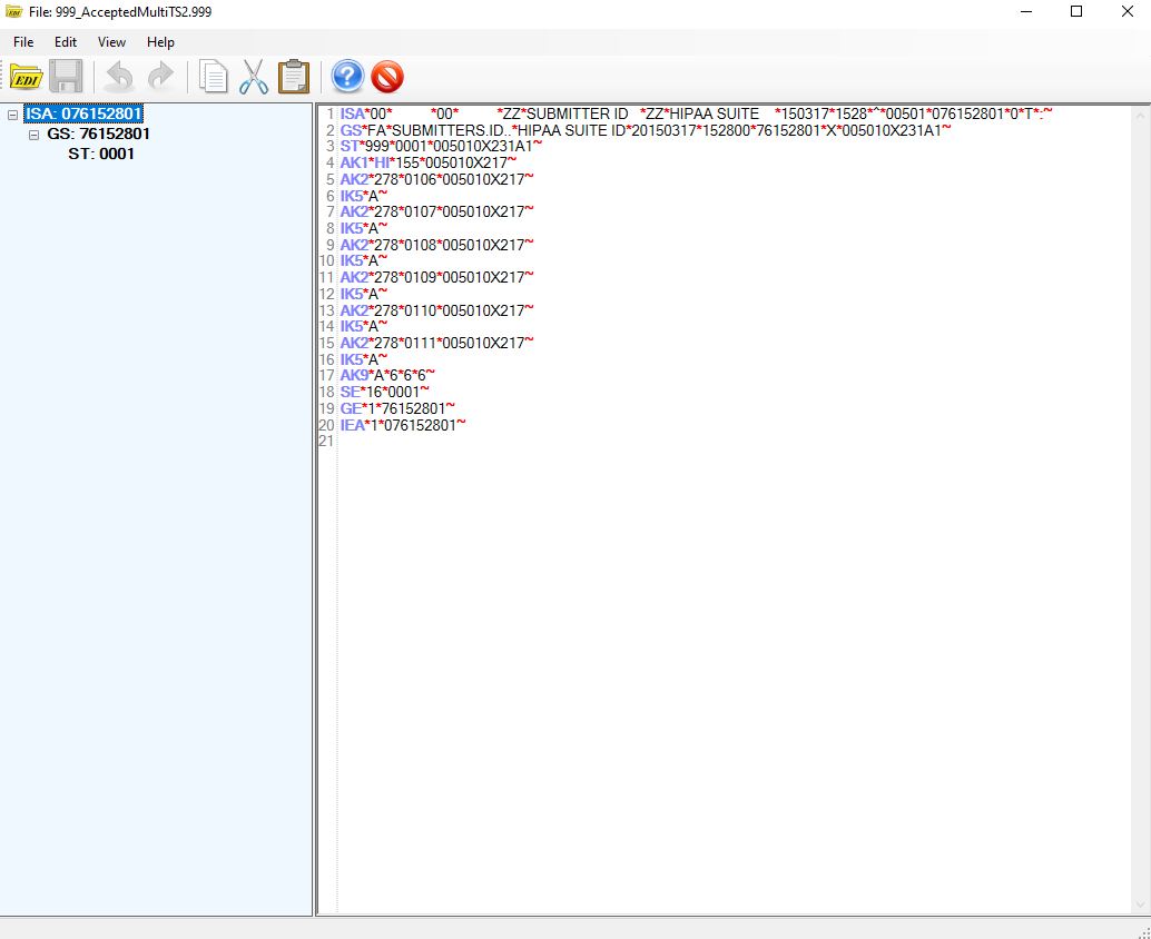 The "EDI Editor" window.