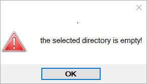 Empty directory pop-up message.