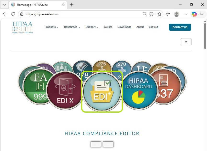 The "EDI+" icon is on the HIPAAsuite homepage. The "EDI+" icon is on the HIPAAsuite homepage.