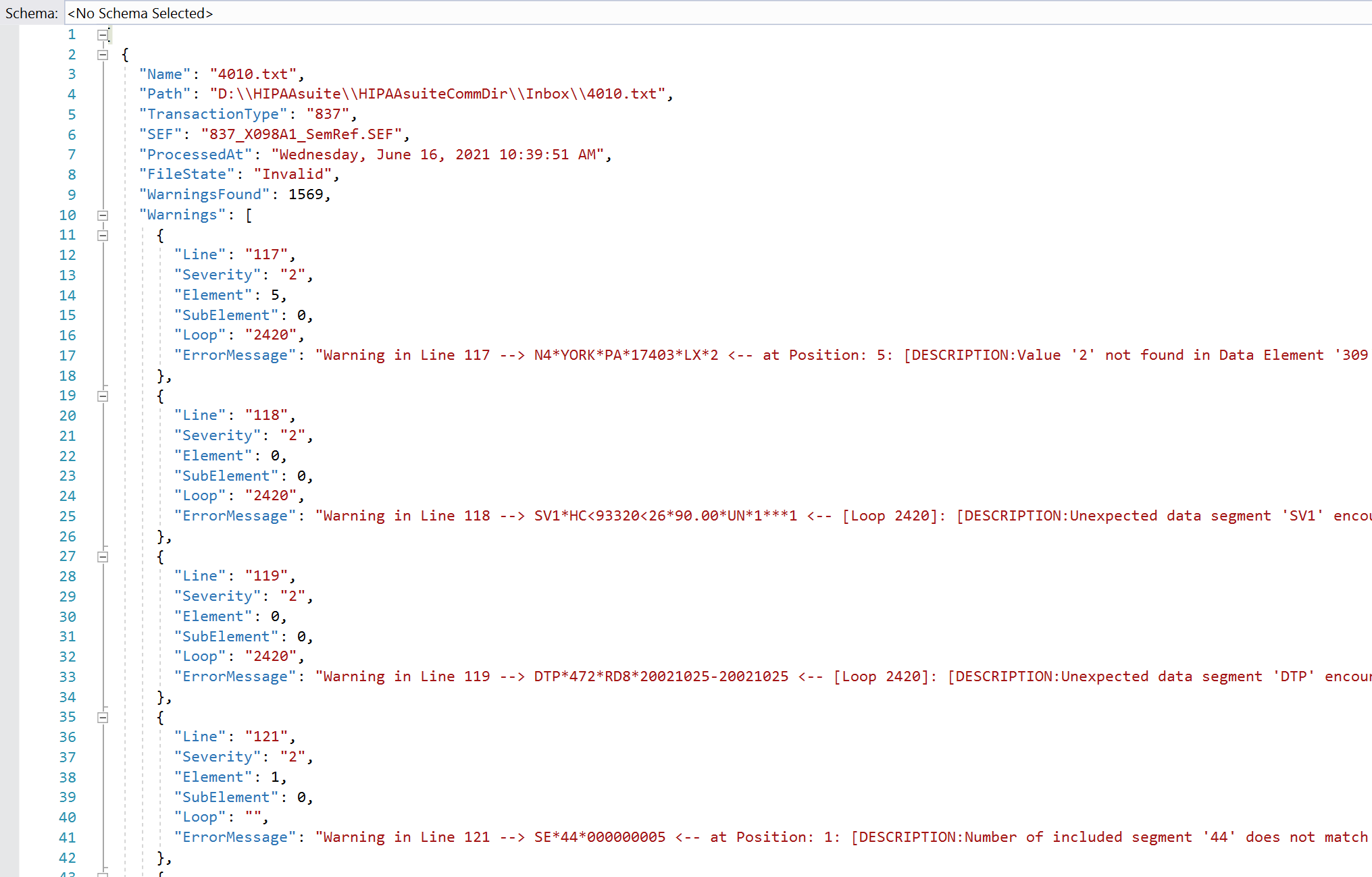 Sample of a report in JSON format. Sample of a report in JSON format.