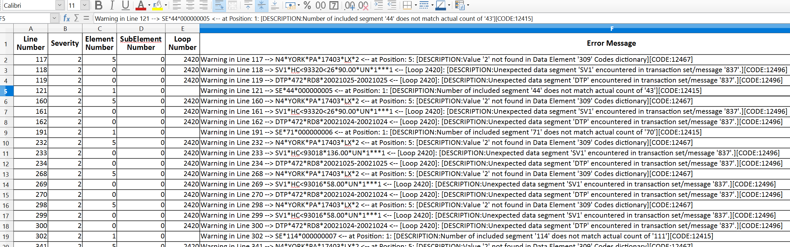 Sample of a report in Excel format. Sample of a report in Excel format.