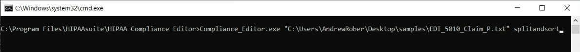 Example of the command line to split and sort on the transaction set level. Example of the command line to split and sort on the transaction set level.