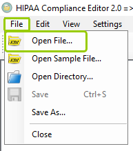 The "Open File..." option is under the "File" tab. The "Open File..." option is under the "File" tab.