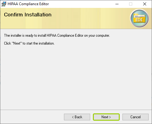 The "Confirm Installation" window. The "Confirm Installation" window.