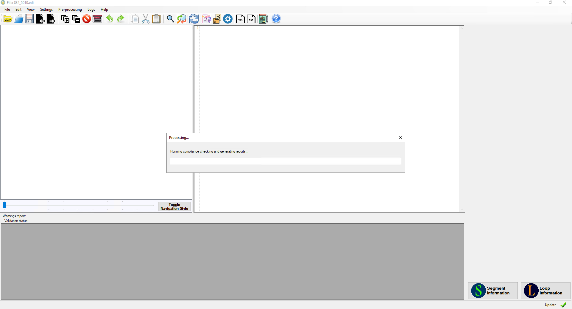 The progress bar will show the compliance check status. The progress bar will show the compliance check status.